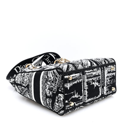 Christian Dior Canvas Embroidered Medium Plan de Paris Lady D-Lite Black White 4 of 9