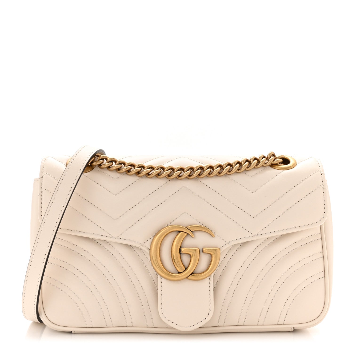 Gucci Calfskin Matelasse Small GG Marmont Shoulder Bag White 1 of 10