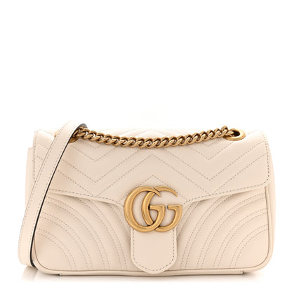 Gucci Calfskin Matelasse Small GG Marmont Shoulder Bag White 1 of 10