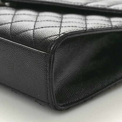 Saint Laurent Grain De Poudre Textured Mixed Matelasse Triquilt Medium Monogram Monochrome Satchel Black 9 of 10
