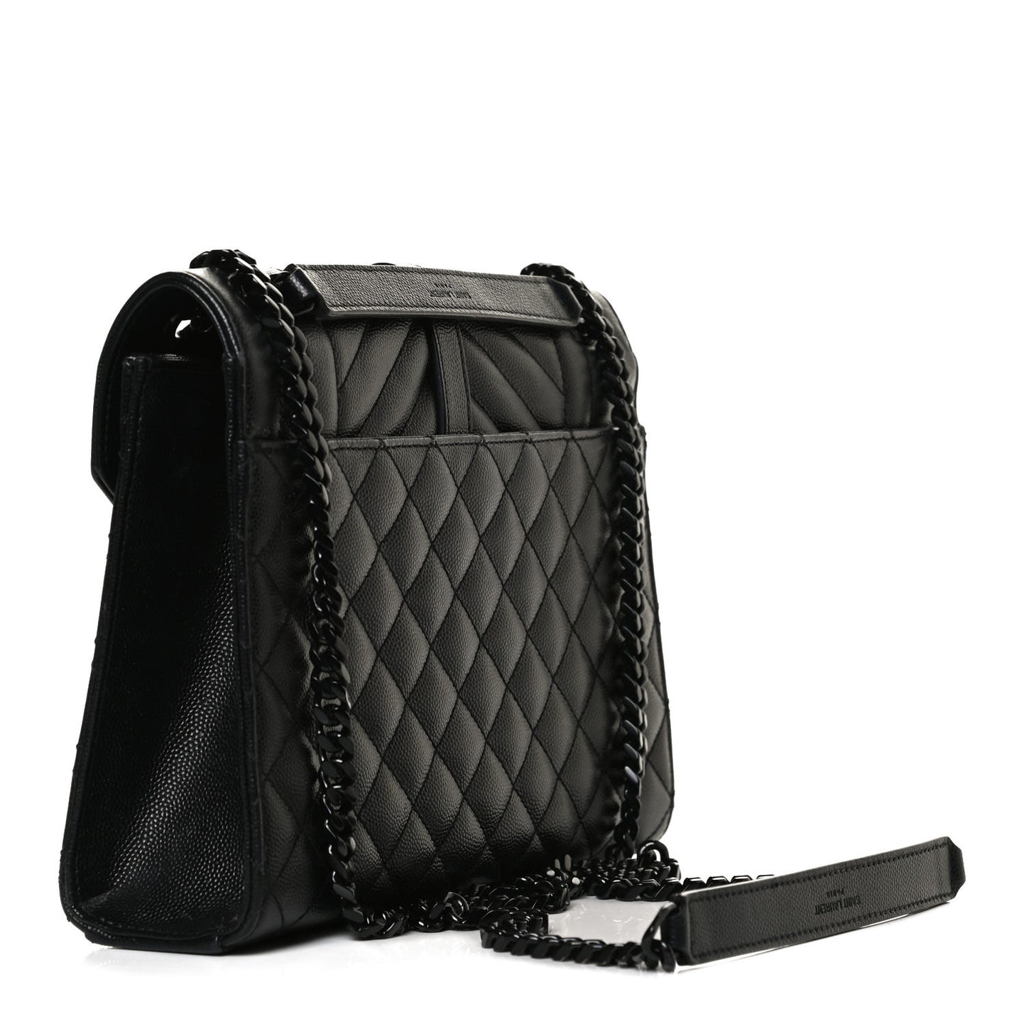 Grain De Poudre Textured Mixed Matelasse Triquilt Medium Monogram Satchel Black