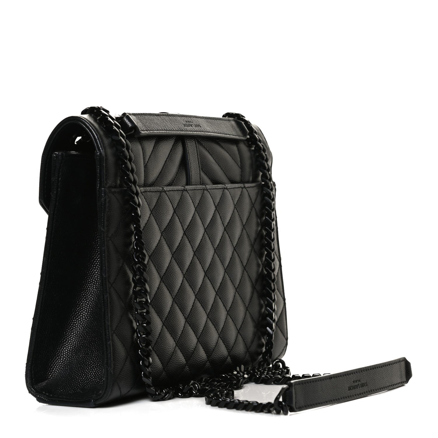 Saint Laurent Grain De Poudre Textured Mixed Matelasse Triquilt Medium Monogram Satchel Black 3 of 13
