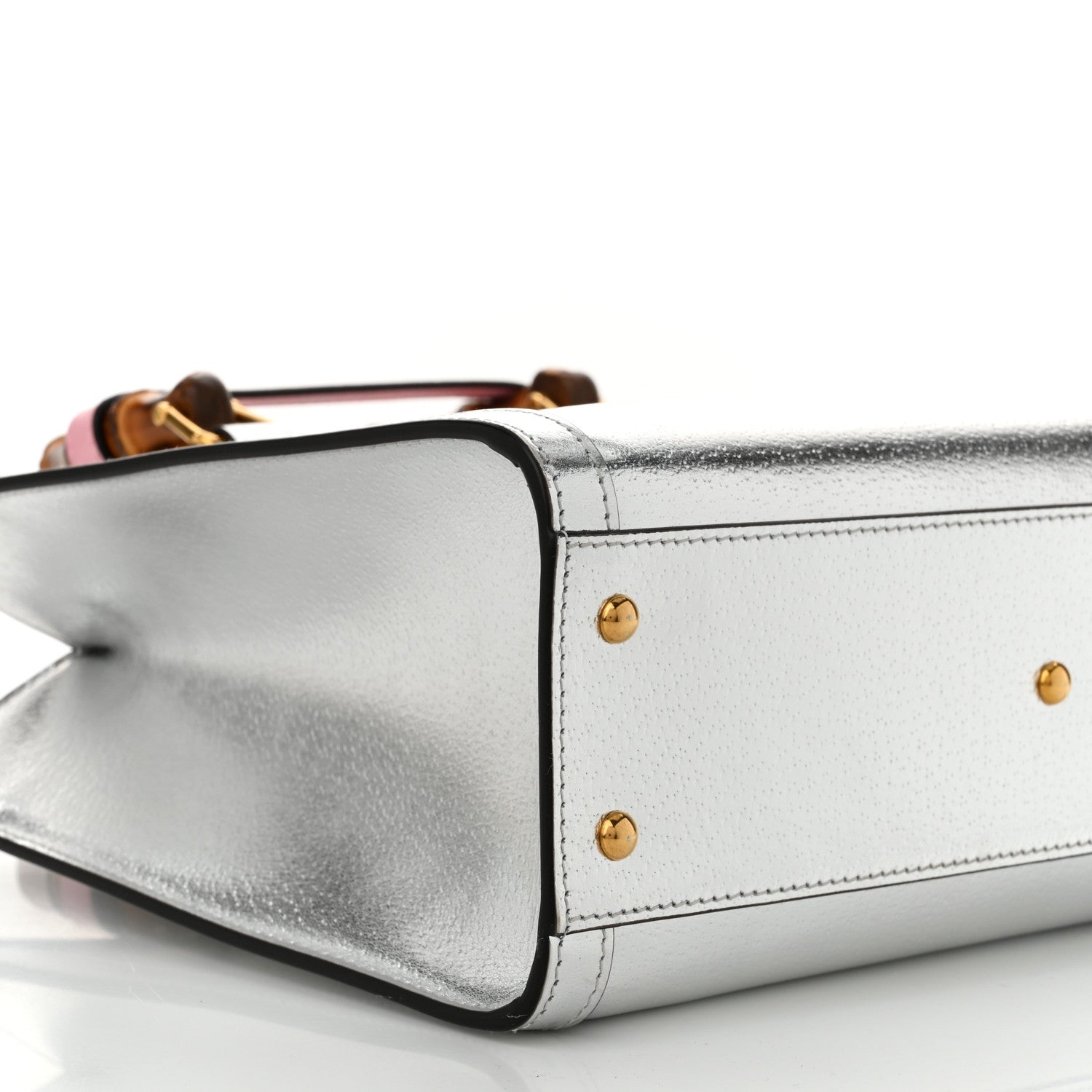 Gucci Textured Calfskin Small Diana Tote Bag Silver Wild Rose 9 of 10