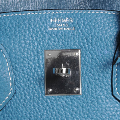 Hermes Taurillon Clemence Birkin 35 Blue Jean 7 of 10