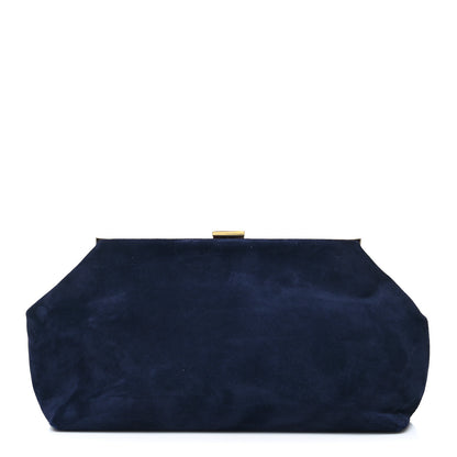 Mansur Gavriel Suede Volume Clutch Navy 1 of 11