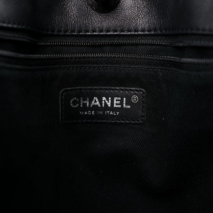 Chanel Sheepskin Quilted Chain Handle Large Shopping Tote Black 7 of 24