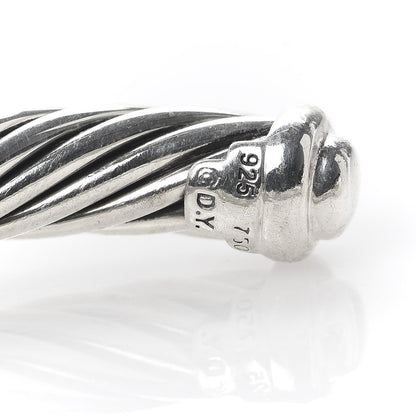 David Yurman Sterling Silver 18K White Gold Diamond 7mm Cable Classics Station Bracelet 5 of 6