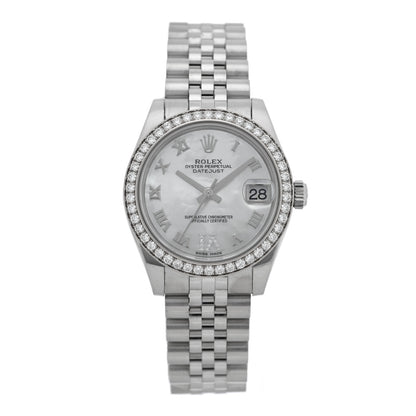 Rolex Stainless Steel 18K White Gold Diamond Mother of Pearl 31mm Oyster Perpetual Datejust Watch Roman 178384 1 of 5