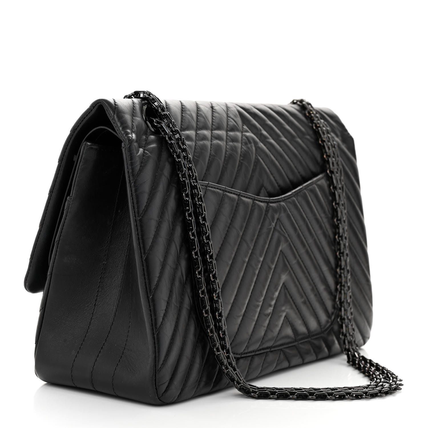 Chanel Aged Calfskin Chevron Quilted 2.55 Reissue 227 Flap So Black 3 of 13