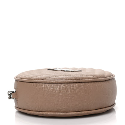 Saint Laurent Grain De Poudre Matelasse Chevron Quilted Round Vinyle Camera Bag Gold Sand 4 of 7