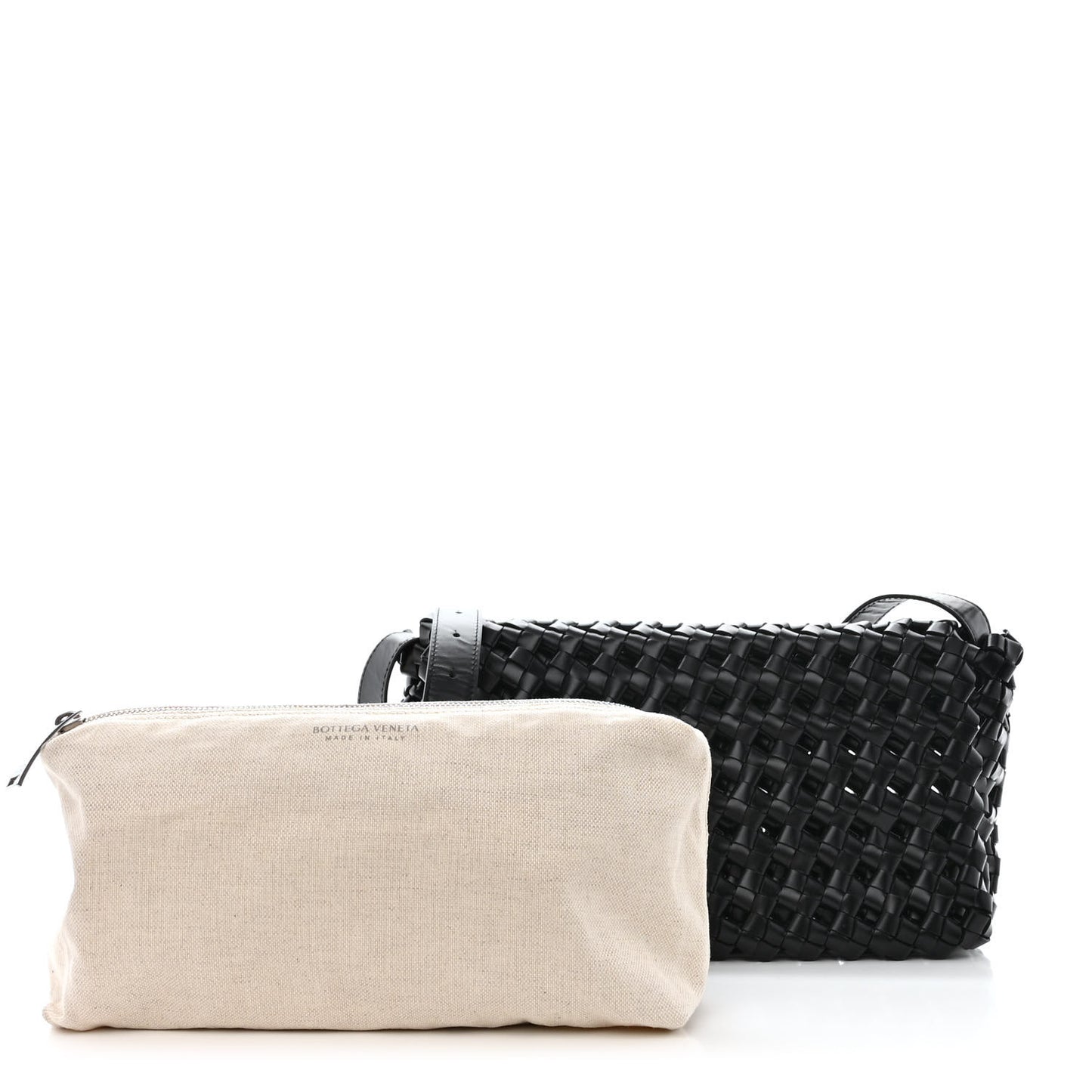 Nappa Intrecciato Crochet The Window Crossbody Bag Black