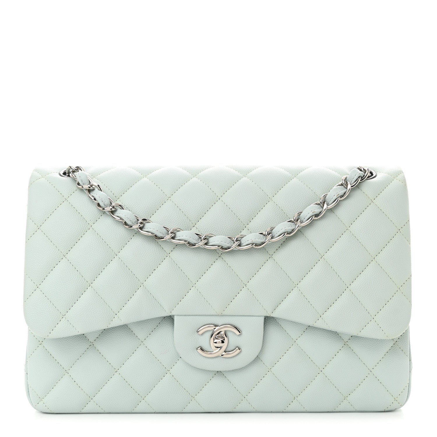 Chanel Caviar Quilted Jumbo Double Flap Light Blue 1 of 11