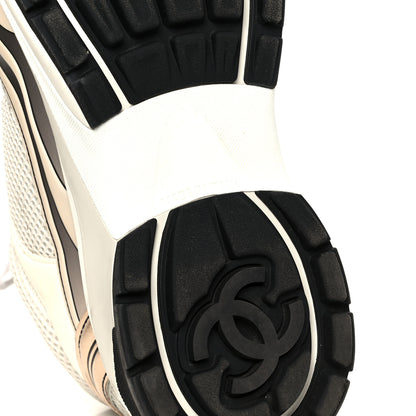 Chanel Fabric Laminated Calfskin Stretch CC Sneakers 40 Ivory Gold Silver 7 of 10