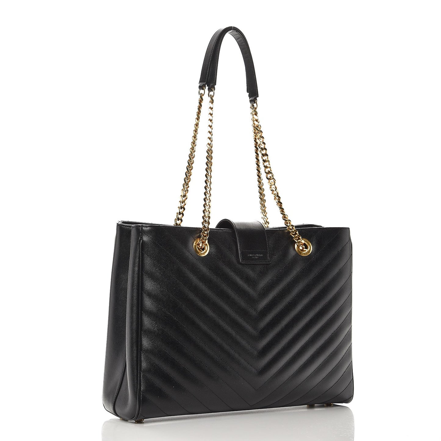 Grain De Poudre Matelasse Chevron Monogram Shopping Bag Black