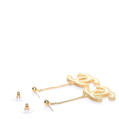 Chanel CC Drop Earrings Matte Gold 4 of 5
