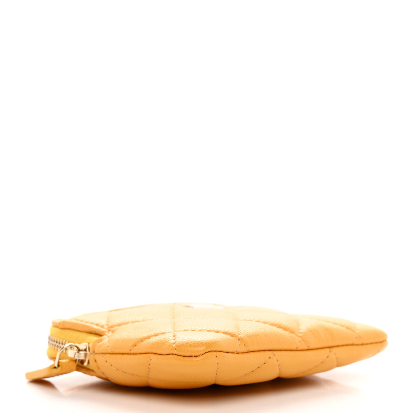 Caviar Quilted Zip Card Holder Wallet Yellow