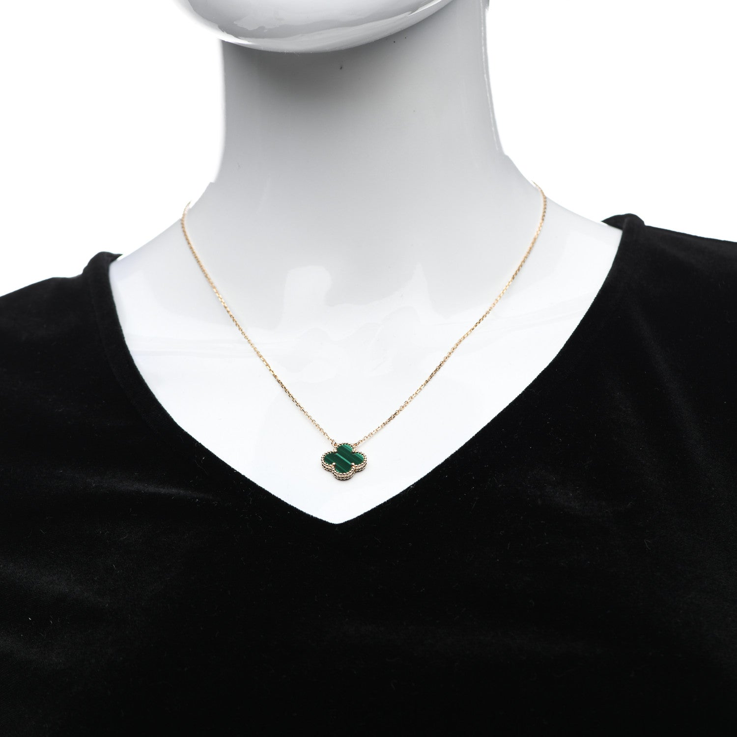 Van Cleef & Arpels 18K Yellow Gold Malachite Vintage Alhambra Pendant Necklace 2 of 6