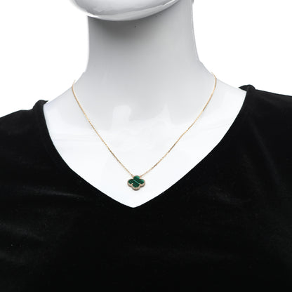 Van Cleef & Arpels 18K Yellow Gold Malachite Vintage Alhambra Pendant Necklace 2 of 6