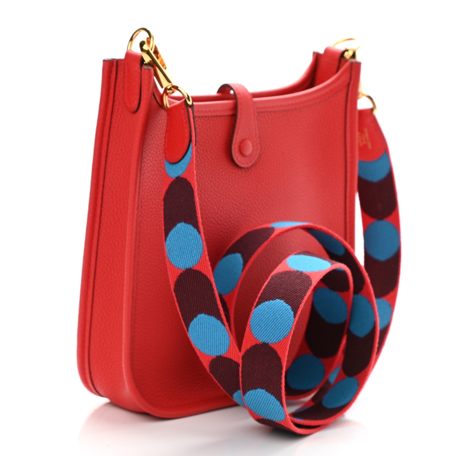 Hermes Taurillon Maurice Flipperball Sangle Evelyne TPM Rouge De Coeur Bleu Frida 3 of 10