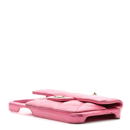 Chanel Lambskin Quilted Pearl Crush iPhone XII Pro Holder With Chain Pink 5 of 16