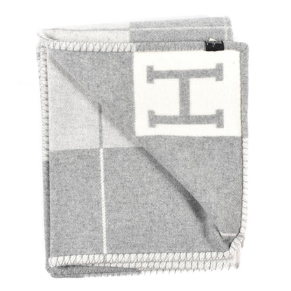 Hermes Wool Cashmere Avalon III Blanket Ecru Gris Clair 2 of 3
