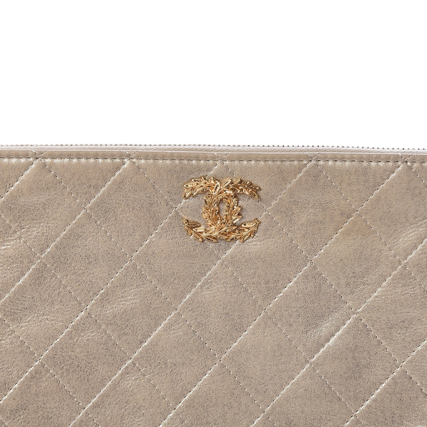 Chanel Metallic Calfskin Quilted Large Cosmetic Case Light Gold 11 of 11