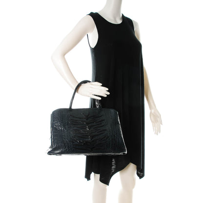 Nancy Gonzalez Crocodile Top Handle Tote Dark Blue 2 of 16