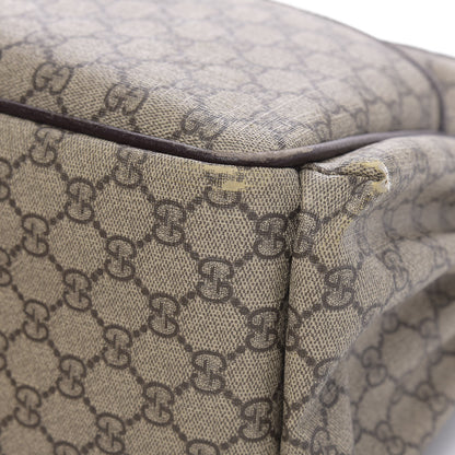 Gucci GG Supreme Monogram Selleria Calfskin Large Diaper Bag Beige Ebony Cocoa Dark Chocolate 9 of 12