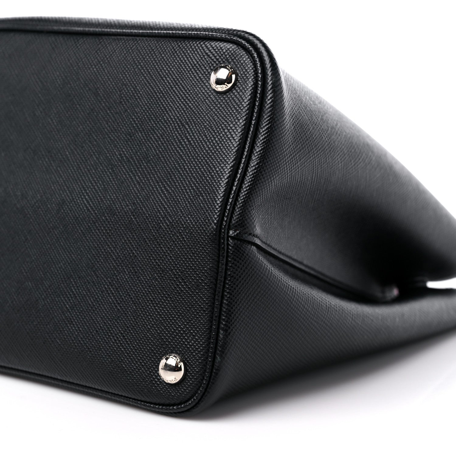 Prada Saffiano Cuir Medium Double Handle Tote Black Fuoco 8 of 13