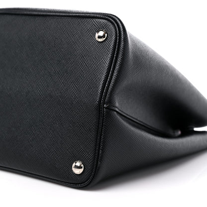 Prada Saffiano Cuir Medium Double Handle Tote Black Fuoco 8 of 13