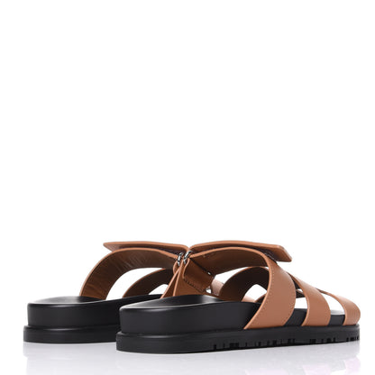 Hermes Calfskin Womens Chypre Sandals 36.5 Gold 4 of 11