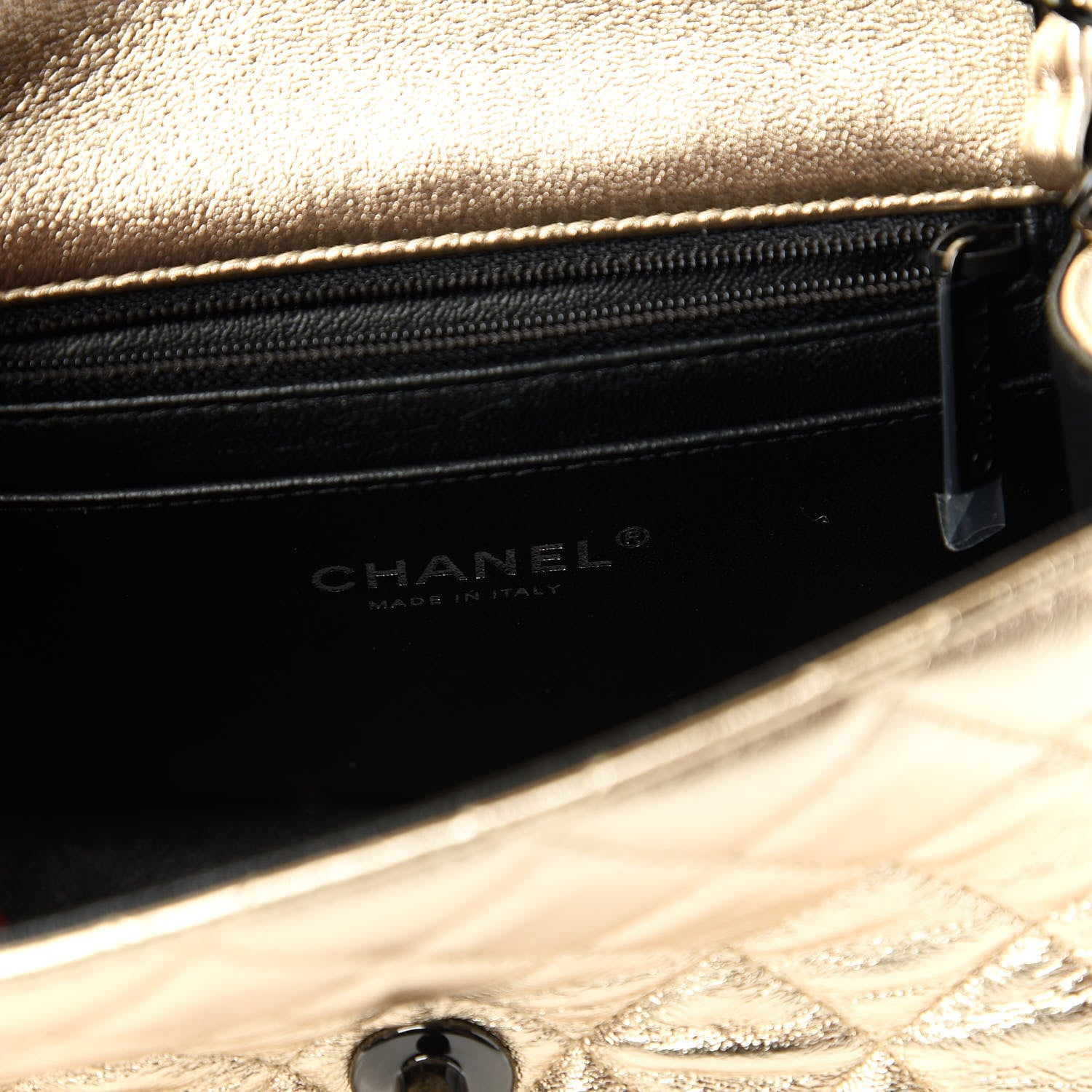 Chanel Metallic Lambskin Quilted Mini Square Flap Gold Black 8 of 11
