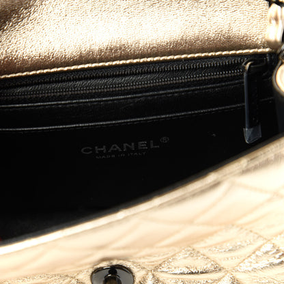 Chanel Metallic Lambskin Quilted Mini Square Flap Gold Black 8 of 11