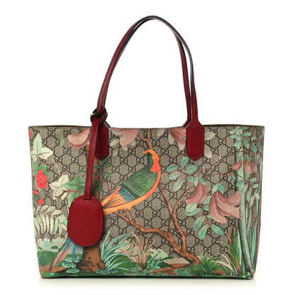 Gucci GG Supreme Monogram Tian Medium Shopping Tote Beige Multicolor Red 1 of 13