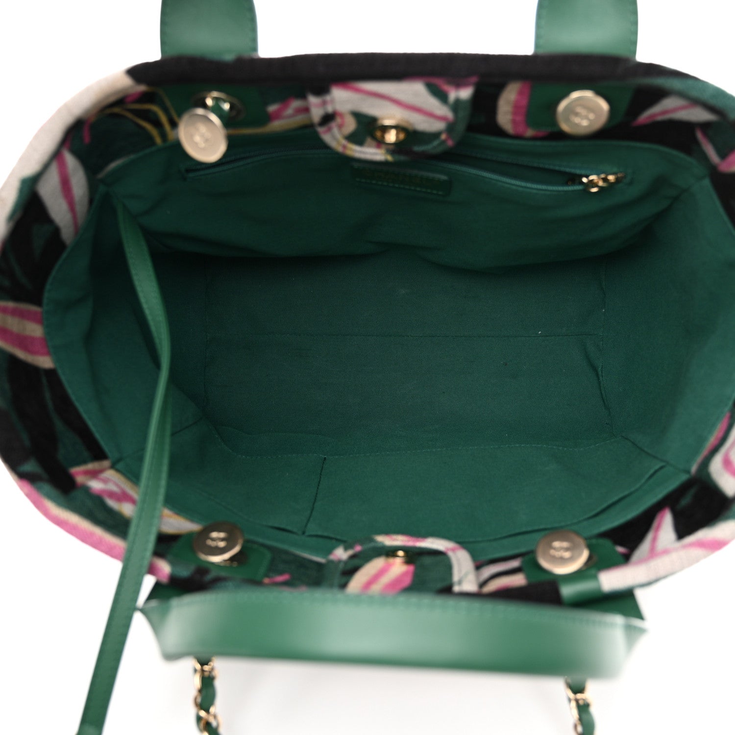 Chanel Velvet Calfskin Beaded Small Deauville Tote Pink Green Black 6 of 13
