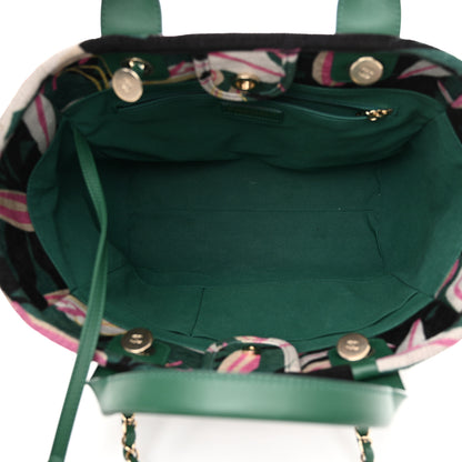 Chanel Velvet Calfskin Beaded Small Deauville Tote Pink Green Black 6 of 13