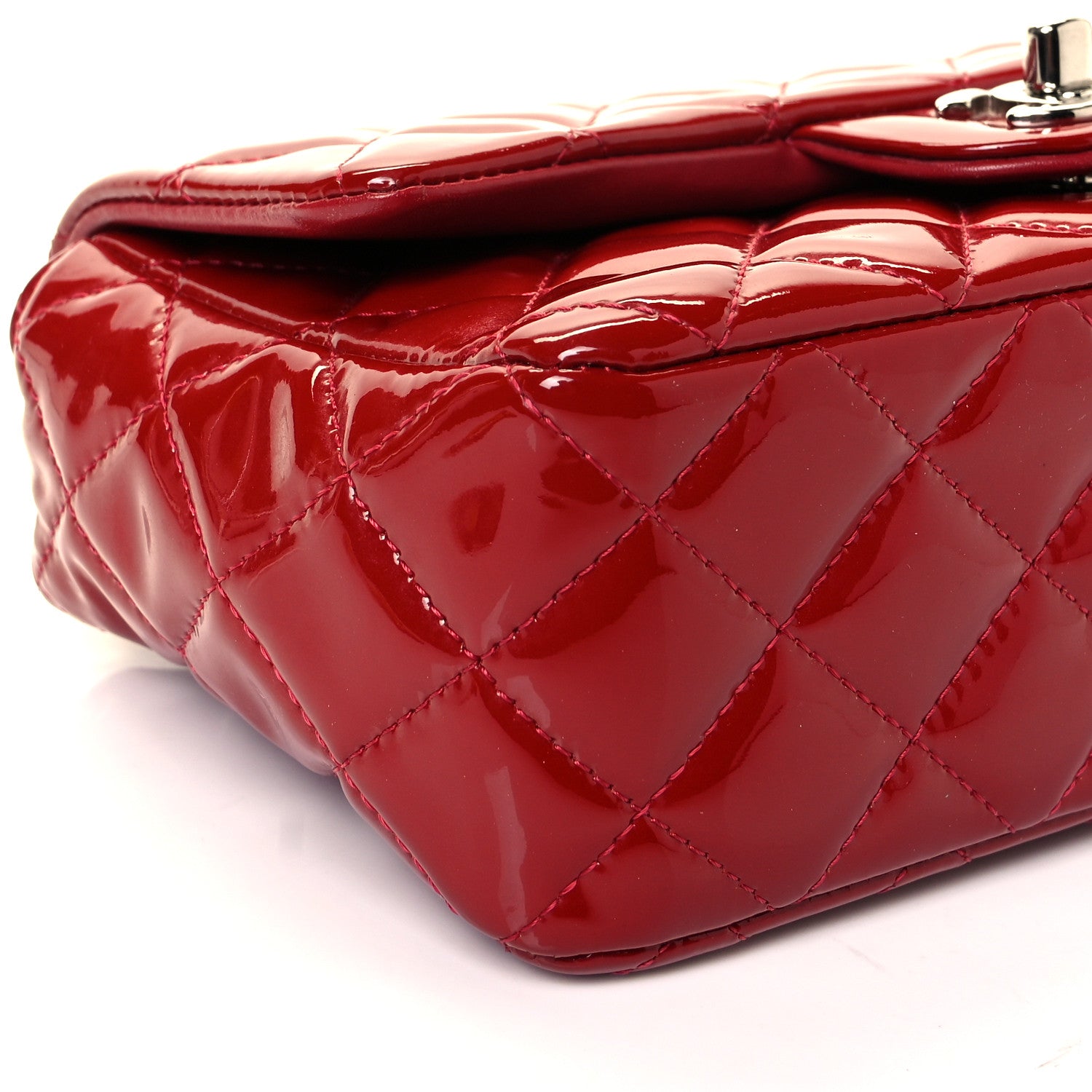 Chanel Patent Calfskin Quilted Mini Rectangular Flap Red 7 of 9
