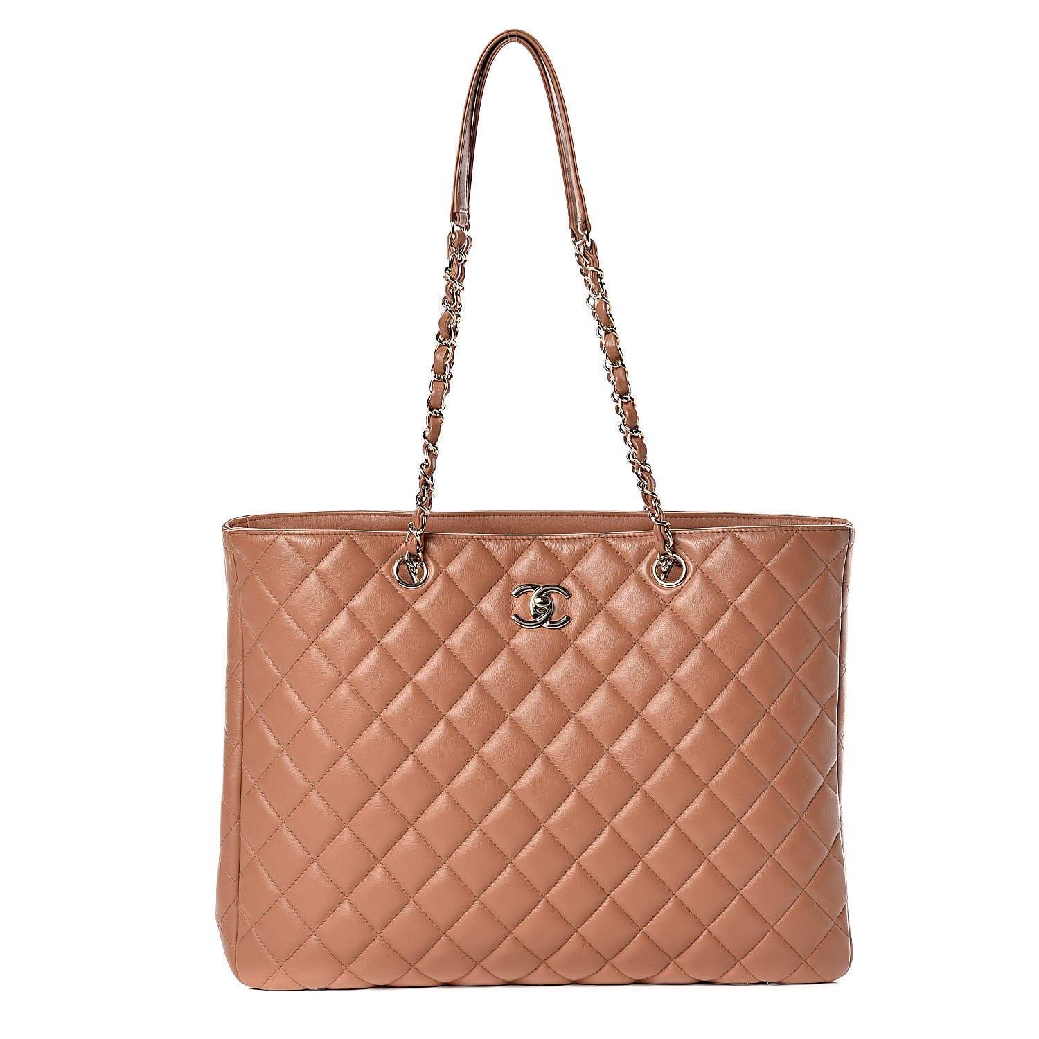 Chanel Lambskin Quilted Large Classic Shopping Tote Camel 2 of 19