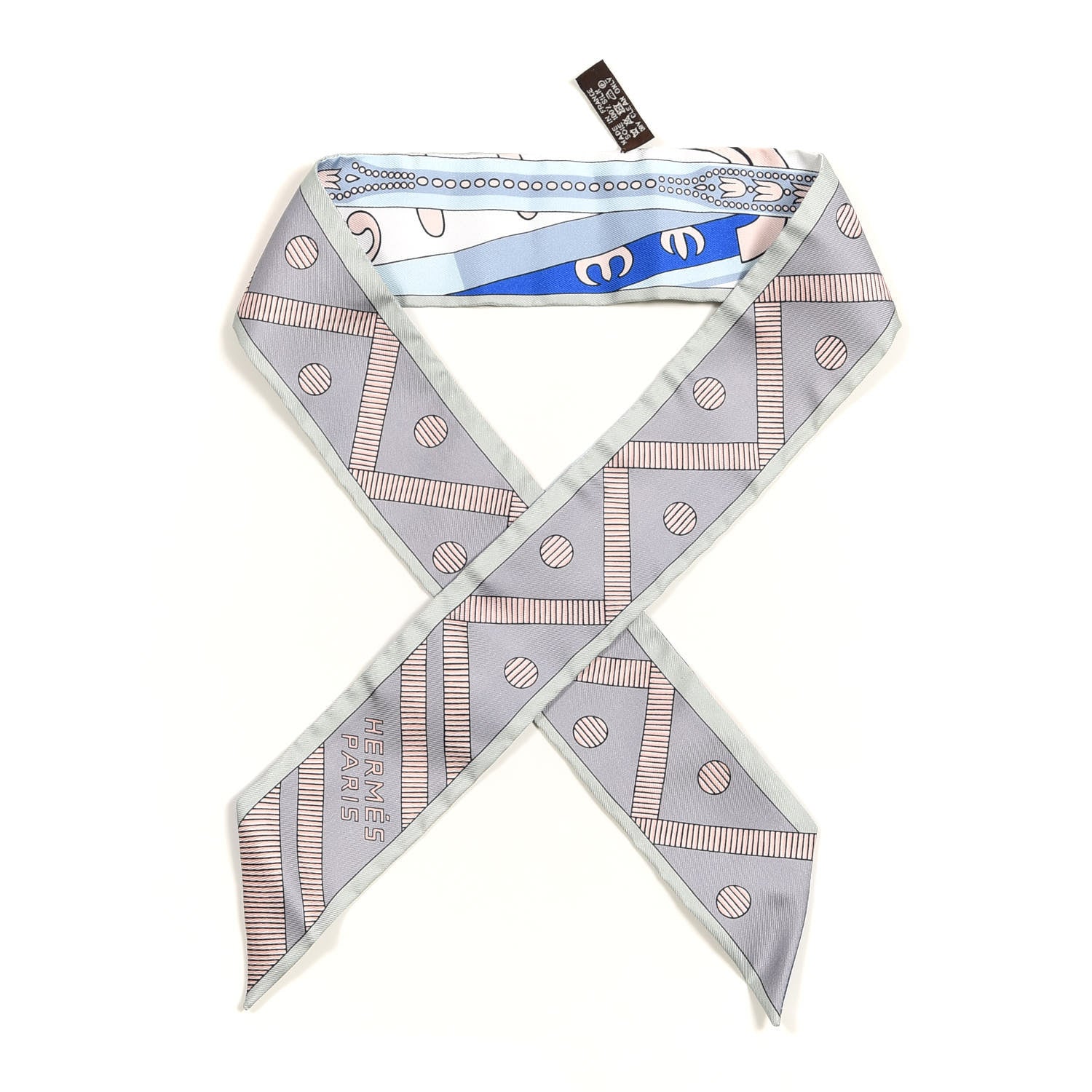 Hermes Silk Balade En Berline Twilly Gris Bleu Beige Rose 1 of 4