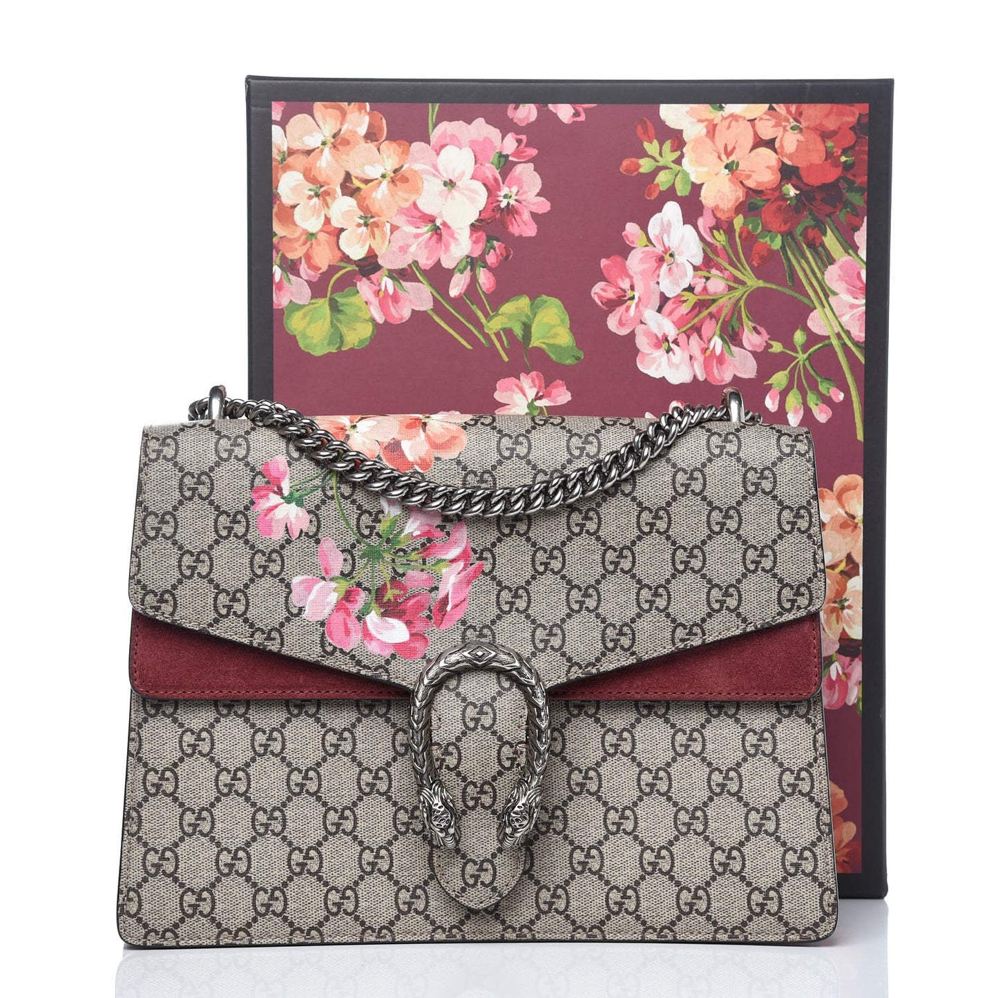 GG Supreme Monogram Blooms Medium Dionysus Shoulder Bag Beige Multicolor Dry Rose