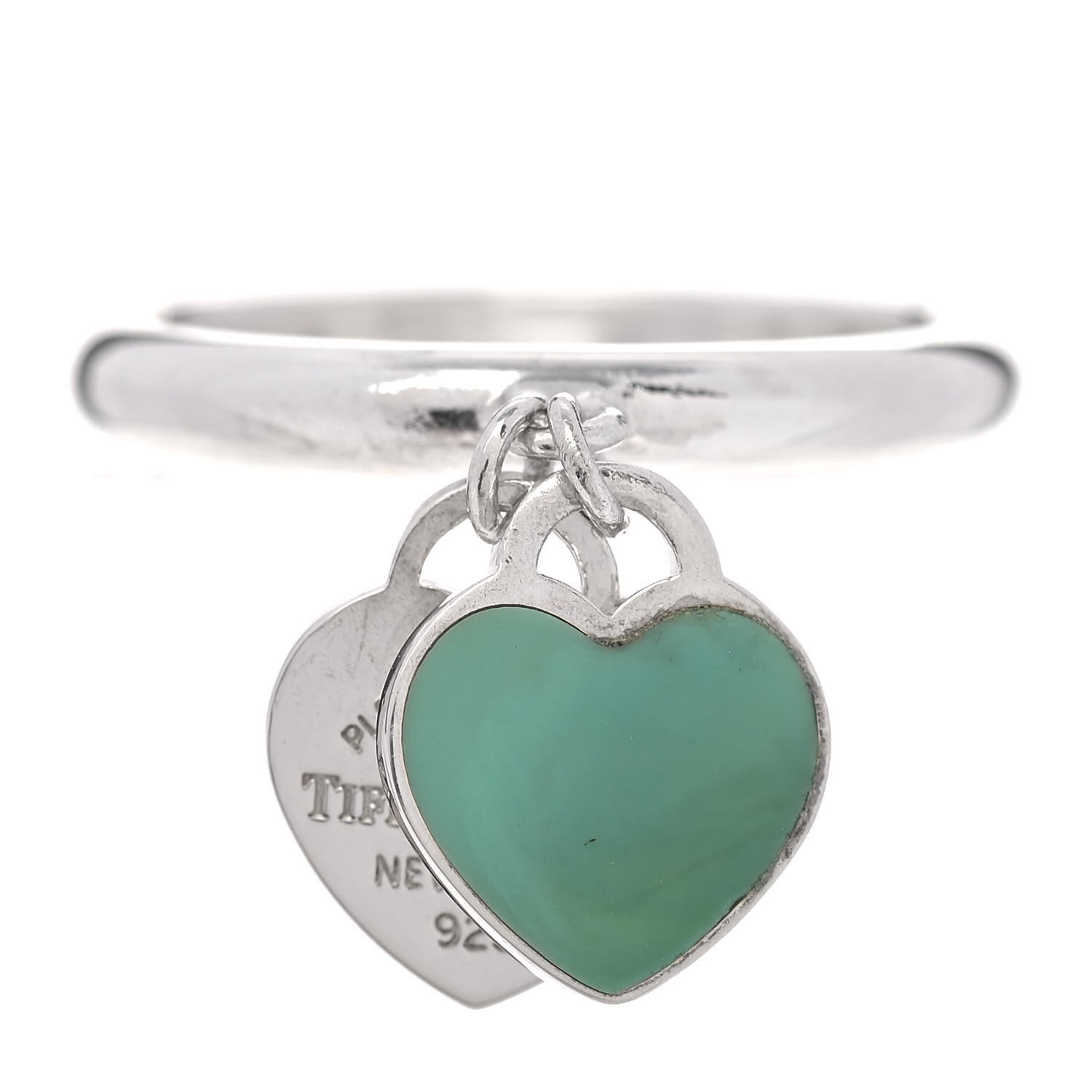 Tiffany Sterling Silver Enamel Return to Tiffany Double Heart Ring Blue 56 7.5 1 of 5