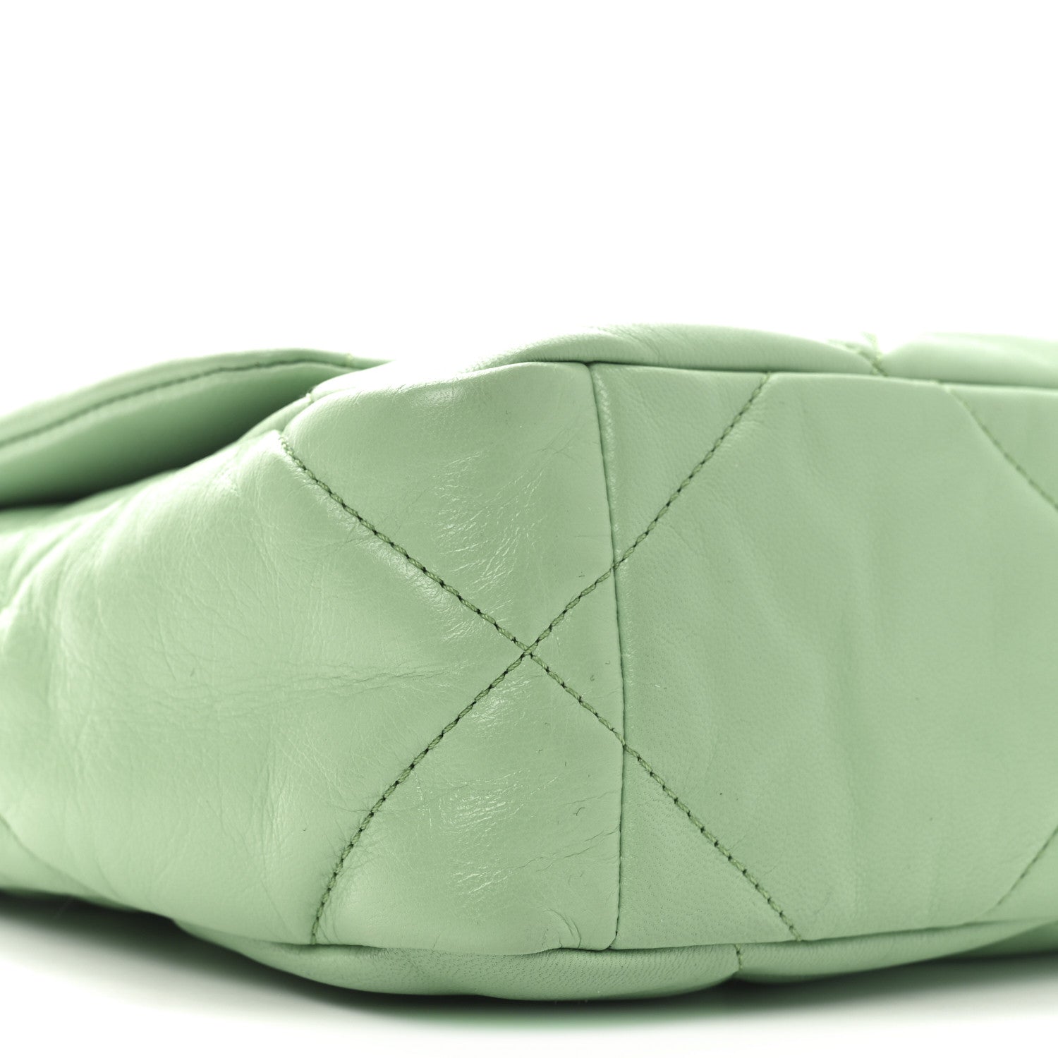 Chanel Goatskin Quilted Medium Chanel 19 Flap Light Green 9 of 10