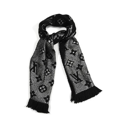 Louis Vuitton Wool Silk Logomania Shine Scarf Black 1 of 3