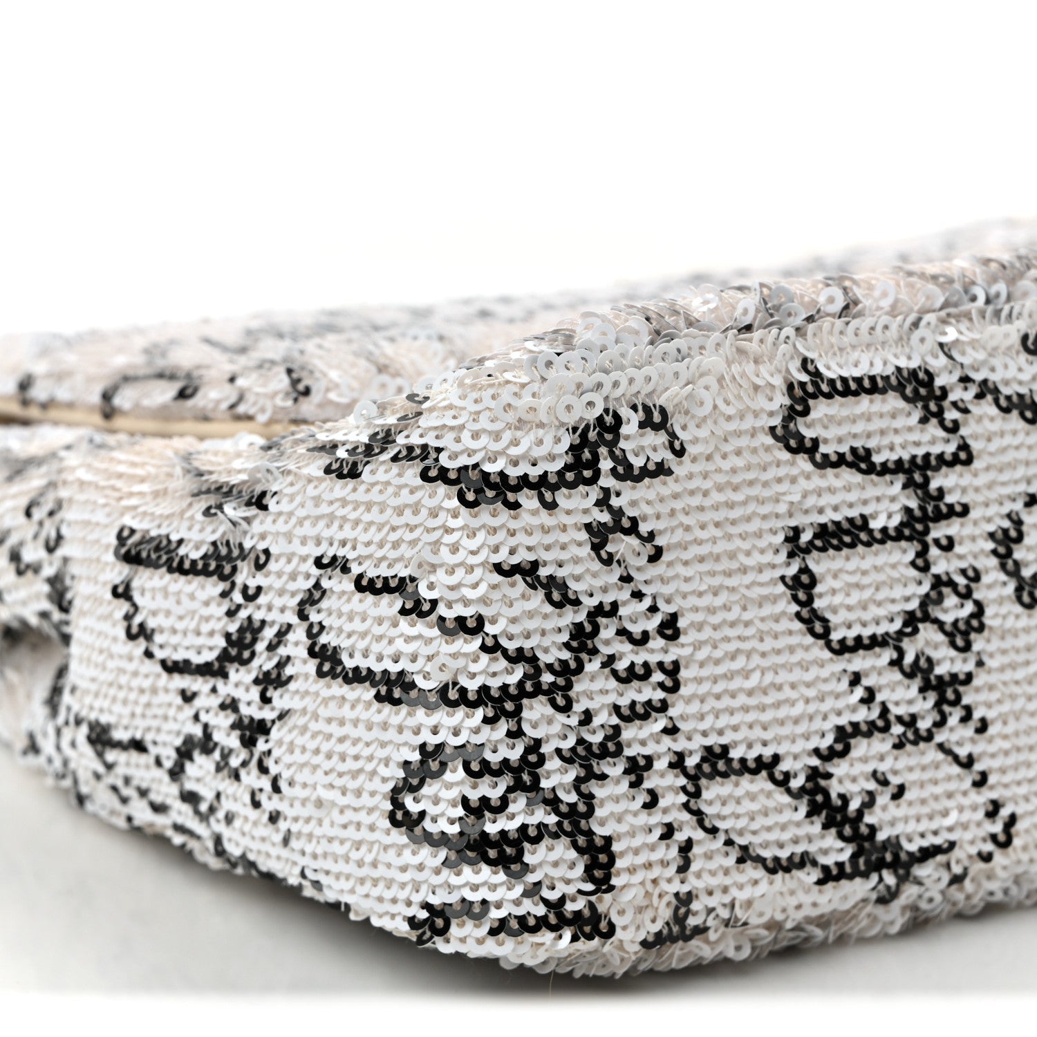 Chanel Sequin Logo Medium Flap White Black 9 of 10