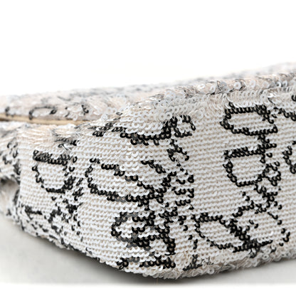 Chanel Sequin Logo Medium Flap White Black 9 of 10