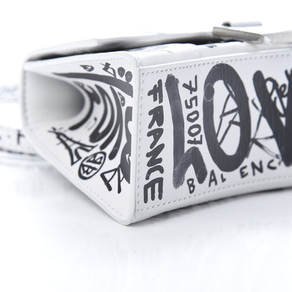 Balenciaga Smooth Calfskin Graffiti Hourglass Top Handle Bag XS White Black 9 of 11