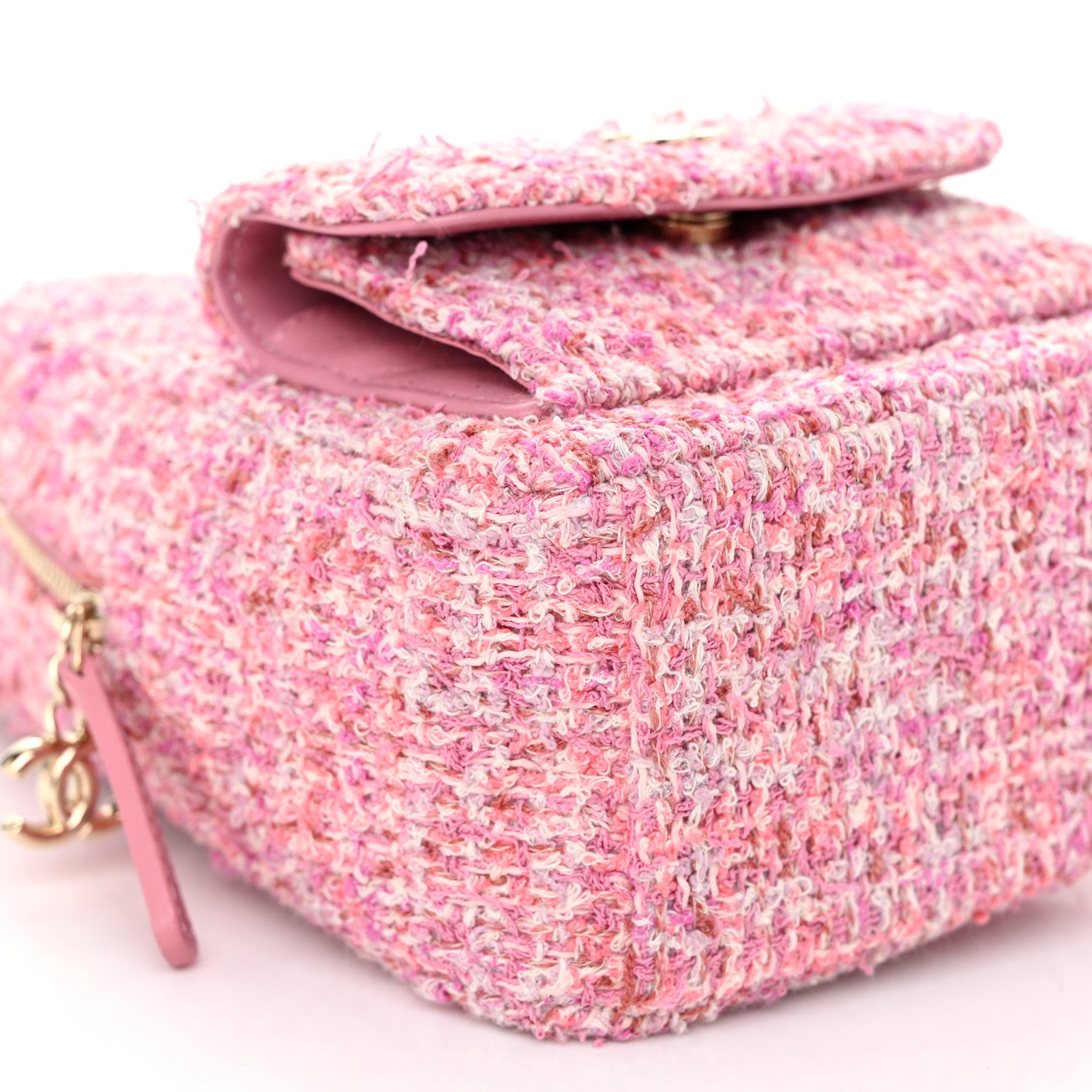 Chanel Tweed Quilted CC Mini Classic Backpack Pink 9 of 11
