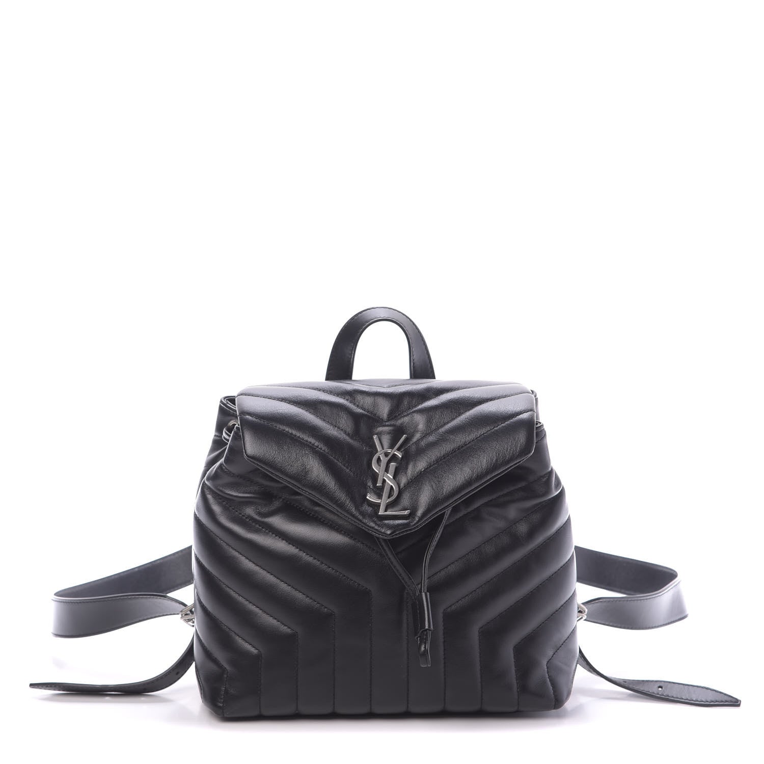 Saint Laurent Calfskin Y Quilted Monogram Small Loulou Backpack Black 1 of 10