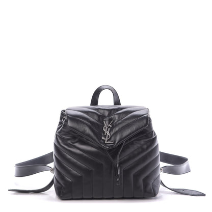 Saint Laurent Calfskin Y Quilted Monogram Small Loulou Backpack Black 1 of 10