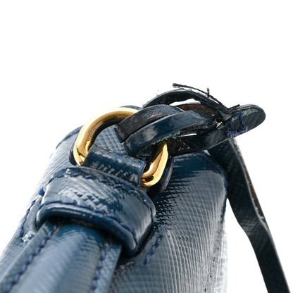 Prada Saffiano Vernice Lock Flap Chain Bag Azzurro 16 of 16